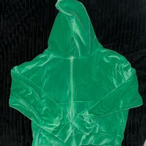 Green Velvet zip up hoodie